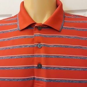 Walter Hagen Golf Polo Shirt Mens L Orange Red White-gray Striped EUC